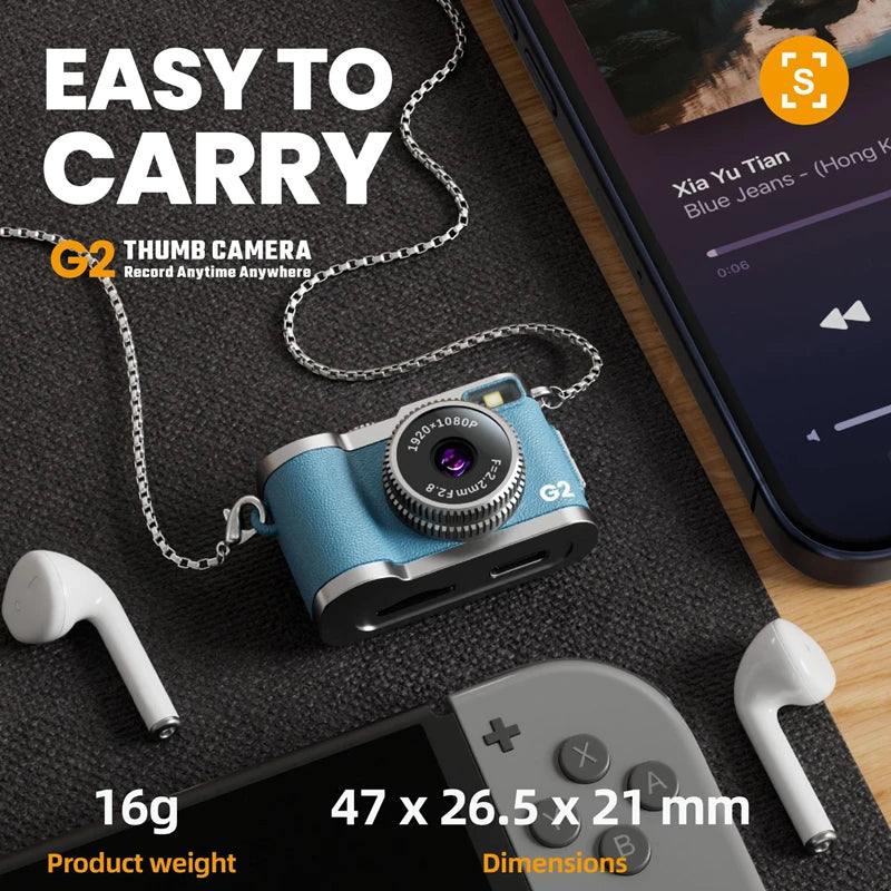 Mini-Daumenkamera, Retro-Digitalkamera, 1080P, Video, tragbar, Reise-Vlog, Anti-Shake-Kamera, unterstützt SD-Karte mit Bildschirm für Kinder