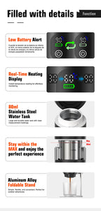 Foombthe Tragbare Espressomaschine mit Digitalanzeige, 3-in-1-Kapselkaffeemaschine für Auto und Zuhause, Camping-Kaffeemaschine