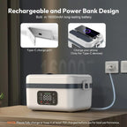 Betuyoo Kabellose Selbsterhitzende Lunchbox – 16.000mAh, 1L, Edelstahl, Powerbank-Funktion | Schwarz & Elfenbein