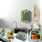 Zusammen klappbares Schneidebrett mit Sieb Multifunktions-Silikon-Falt schneide brett Geschirr wanne Becken Sieb Aufbewahrung skorb