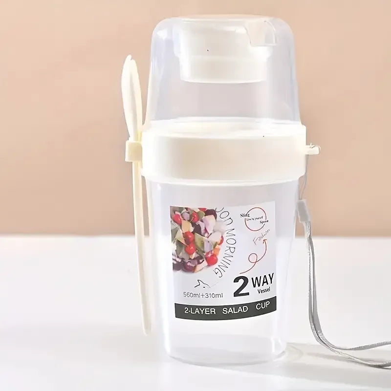 2-Wege-Verschlussbehälter für Joghurt und Müsli – Tragbarer Frühstücksbecher mit Deckel
