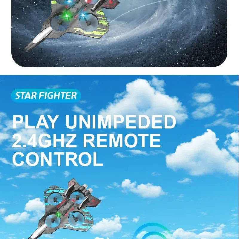 Fernbedienung Flugzeug V17 Jet Fighter Stunt Rc Flugzeug 360 °   Kreisendes ferngesteuertes Kampfflugzeug-Modellspielzeug mit LED-Leuchten