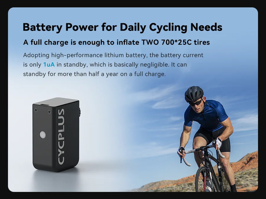 CYCPLUS Mini-Luftpumpe AS2 100 PSI AS2PRO 120 PSI Max elektrischer tragbarer Fahrrad-Inflator-Druckmesser Typ-C-Fahrradreifenkompressor