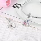 Rosa Charms Original 925 Sterling Silber Herz Schleife Parfüm Flasche Charms Perlen Anhänger Fit Armband DIY Frauen Schmuck Machen