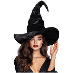 Halloween Hexenhut mit Rüschen – Schwarzer Hexen- & Zauberer-Hut für Cosplay & Party