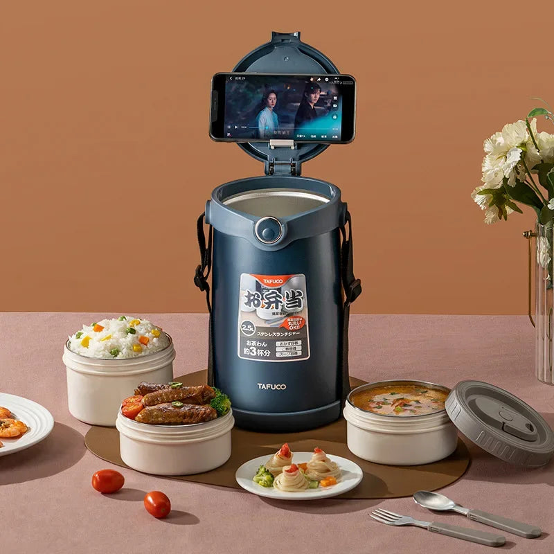 TAFUCO Lunchbox, tragbarer Aufbewahrungsbehälter für Lebensmittelwärmer, Wärmeerhaltung, Bento-Lunchbox, Lunchbox aus Edelstahl 316, für Kinder