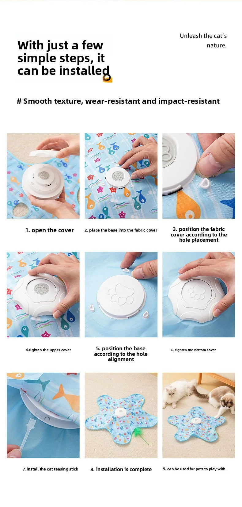 Katzenspielzeug, interaktives Fassungsverstopfungs-Katzenspielzeug mit quietschender Bewegung, aktiviert, bewegliche verdeckte Federn, Kätzchen-Teaser-Spielzeug