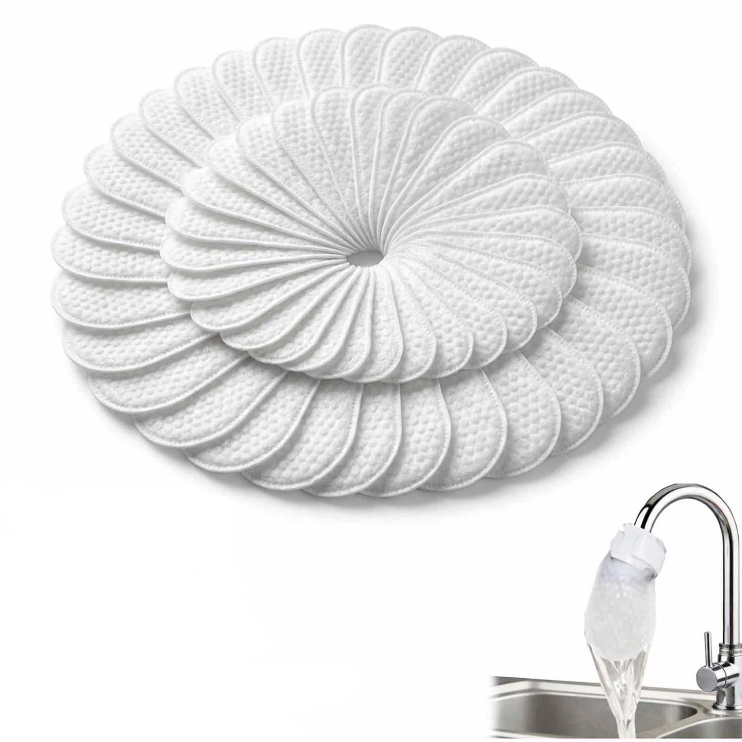 Wasserhahnfilter aus Vliesstoff – Rostentfernung, Spritzschutz, 8,5×3,7cm, 50 bis 500 Stück