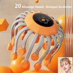 20 Massageköpfe Orange Kopfhaut Kopfmassagegerät Rotlicht Vibrator Octopus Scratcher zur Entspannung Stress Migräne