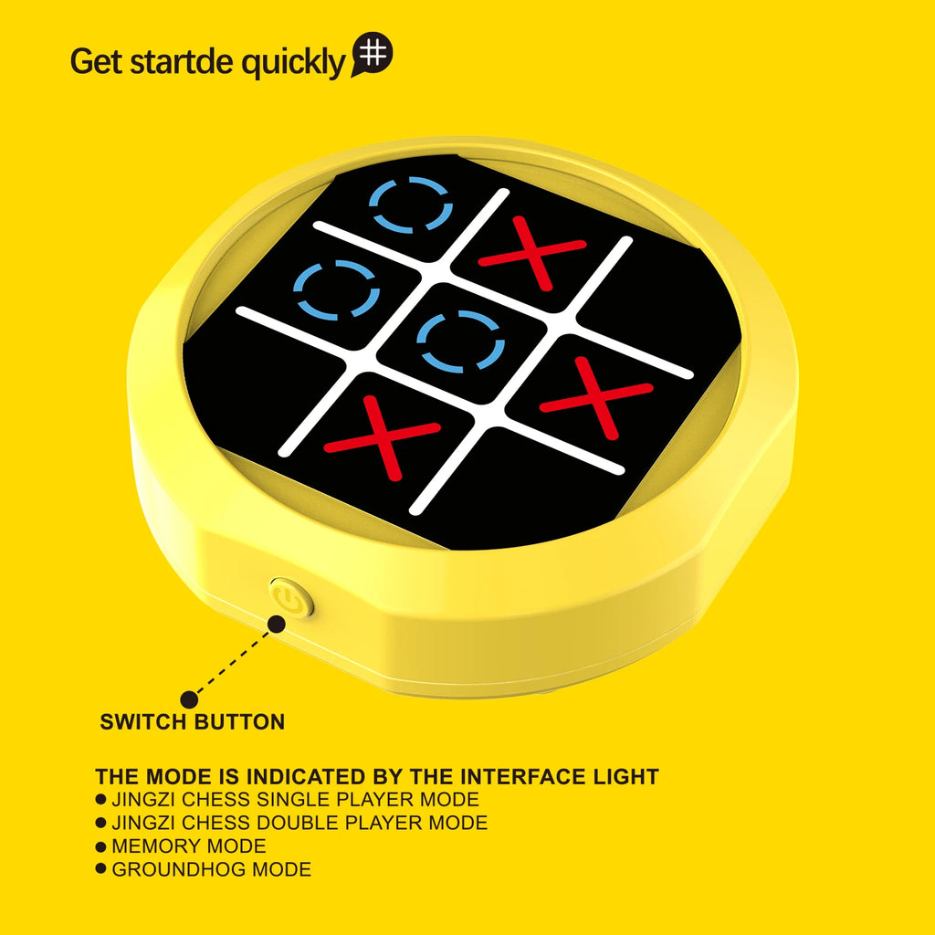 Tragbare Tic Tac Toe-Spielekonsole – tragbares elektronisches Puzzle für alle Altersgruppen, Reisespielzeug mit Memory-Training und Montessori-Geschenken