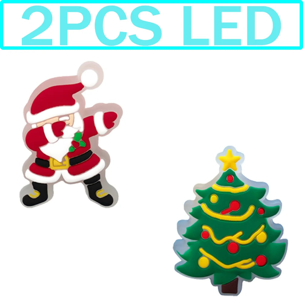 1–5 Stück neue Weihnachts-LED-Schuhanhänger, niedlicher Weihnachtsmann, Katze und Hund, Pin-Zubehör für Sandalen, Schuh-Clogs, Schnalle, Weihnachtsgeschenke