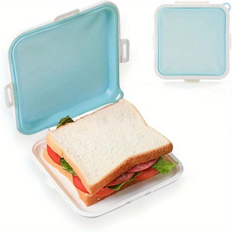 Sandwich-Behälter, Silikon-Sandwich-Aufbewahrungsbox für Mittagessen, Reisen – Abbrechen für Obst, Salat, Snacks und Lebensmittelaufbewahrung