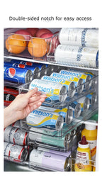 Stapelbarer Kühlschrank-Organizer, Behälter, Pop-Soda-Dosenspender, Getränkehalter für Kühlschrank, durchsichtiges Kunststoff-Aufbewahrungsregal für Lebensmittel in Dosen