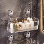 Badezimmer-Saugnapf-Aufbewahrungsbox ohne Bohren, großes Fassungsvermögen und stark tragendes, multifunktionales, wandmontiertes Regalregal mit Saugnapf