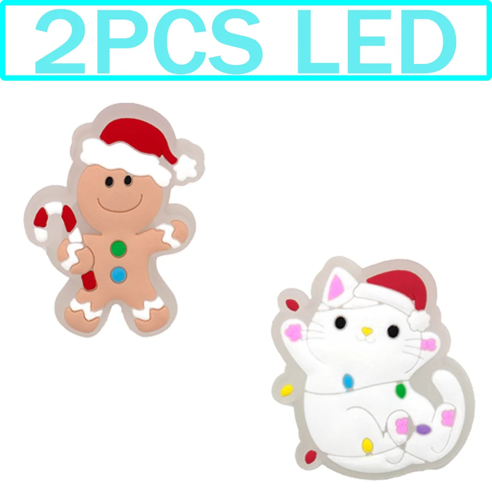 1–5 Stück neue Weihnachts-LED-Schuhanhänger, niedlicher Weihnachtsmann, Katze und Hund, Pin-Zubehör für Sandalen, Schuh-Clogs, Schnalle, Weihnachtsgeschenke