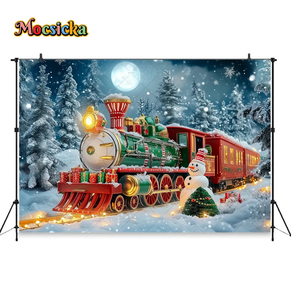 Weihnachten bunte Zug Hintergrund Fotografie Silvester Schneemann Weihnachtsbaum Geschenk Hintergrund Stand Kinder Winter Geburtstag Foto