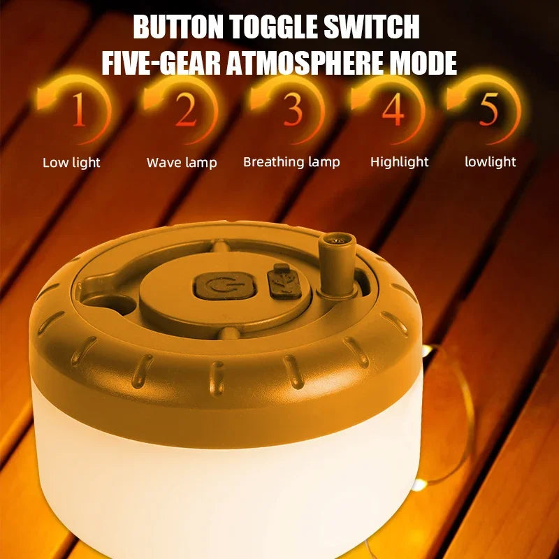 LED-Lichterkette, tragbar, Camping-Lichter, 1800 mAh, wiederaufladbar, 8 m, Außenatmosphäre, Zelt, Hochzeit, Weihnachten, Dekor, Streifen, Sternlampe