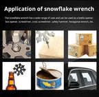 Multifunktionaler Schneeflockenschlüssel, Werkzeugstahl, achteckiger Sechskant, tragbar, 18-in-1-Mini-Universalschlüssel