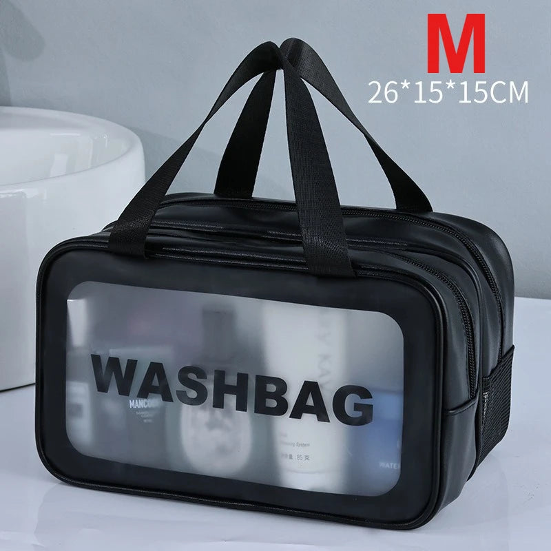 Transparente Kulturtasche mit Nass-Trocken-Trennung, M/L