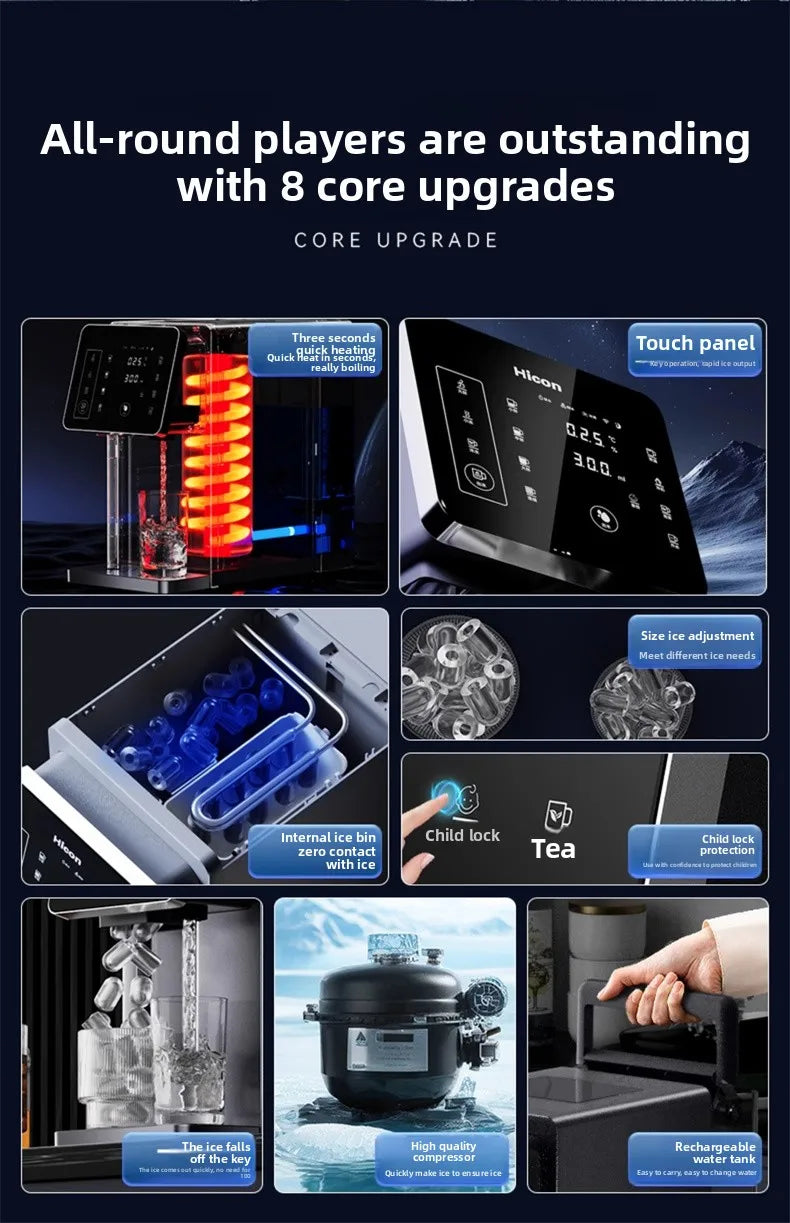 3-in-1-Eisbereiter und Wasserspender: Haushaltsgerät für die Arbeitsplatte mit sofortiger Erwärmung/Kühlung, großes Fassungsvermögen, energiesparend