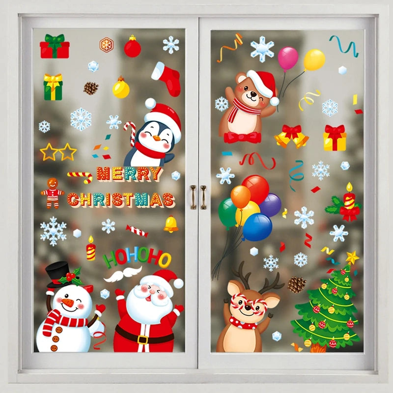 Weihnachts-Fensteraufkleber, Frohe Weihnachten, Dekorationen für Zuhause, 2025, Weihnachts-Wandaufkleber, Kinderzimmer, Neujahr, Dekoration 2026