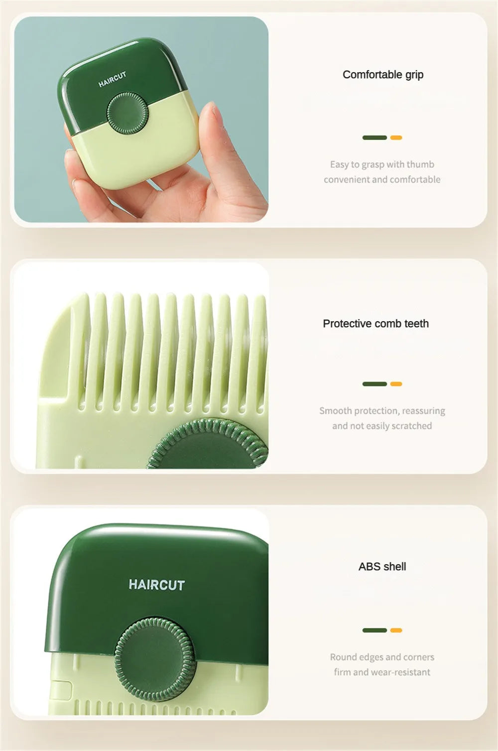 2-in-1-Baby-Haarschnitt- und Friseurkamm zum Trimmen von Pony und gebrochenem Haar, Pony-Trimmer, manuell, tragbar, für Kinder