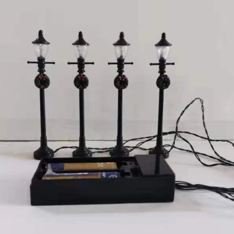 4 Teile/satz Weihnachten Mini Straßenlaterne Modelle Puppenhaus Straßenlaterne Micro-Landschaft Fee Garten Zubehör
