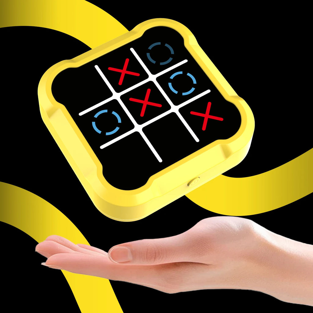 Tragbare Tic Tac Toe-Spielekonsole – tragbares elektronisches Puzzle für alle Altersgruppen, Reisespielzeug mit Memory-Training und Montessori-Geschenken