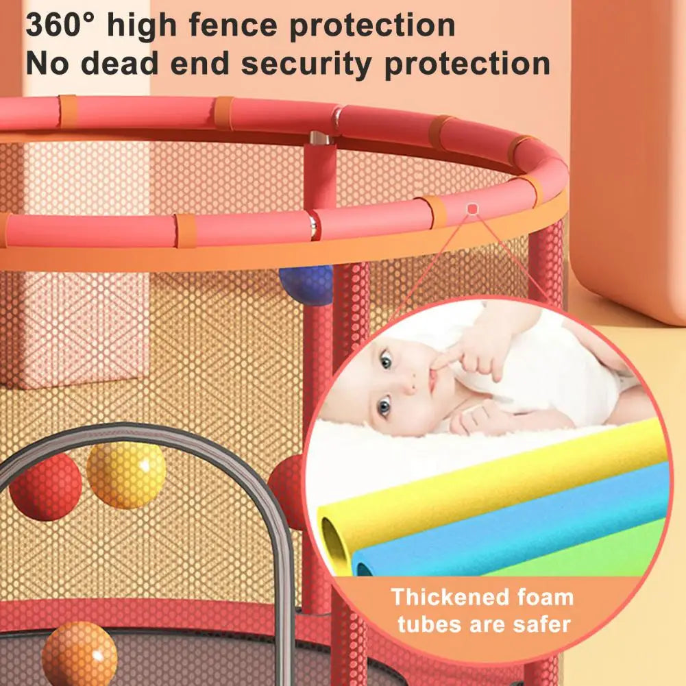 Kindertrampolin, verstellbares Kleinkindtrampolin mit Basketballkorb, Schaukel, Sandsack, Ozeanbälle, Trampolin mit Netz