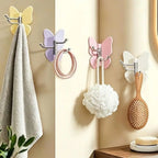 Schmetterlings-Wandhaken 4er-Set – Drehbar, Selbstklebend, Dekorativ | Rosa, Lila, Weiß, Gelb & Bunt