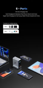 240 W GaN Ladegerät PD3.1 140 W USB Typ C 6 Ports PPS PD Desktop Schnellladestation für MacBook Laptops Tablet iPhone Samsung