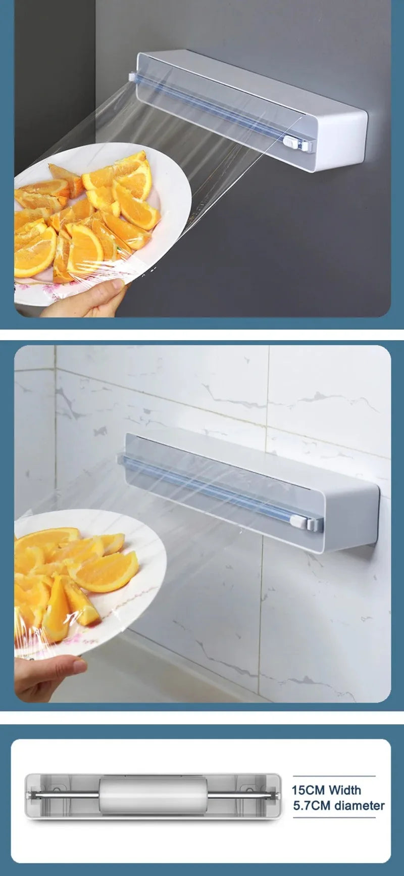 Wand Frischhaltefolie Spender Wrap Aluminiumfolie Folienschneider Spender Wand Magnetische Stretch Rollenpapierhalter Küchenzubehör