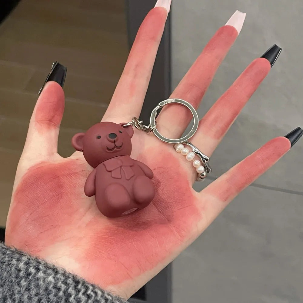 Wasserdicht 2 in 1 Schlüssel anhänger Bär flüssiger Lippenstift niedlich velevt matt lang anhaltende Schönheit Gesundheit koreanische Make-up tragbare Maquiagem