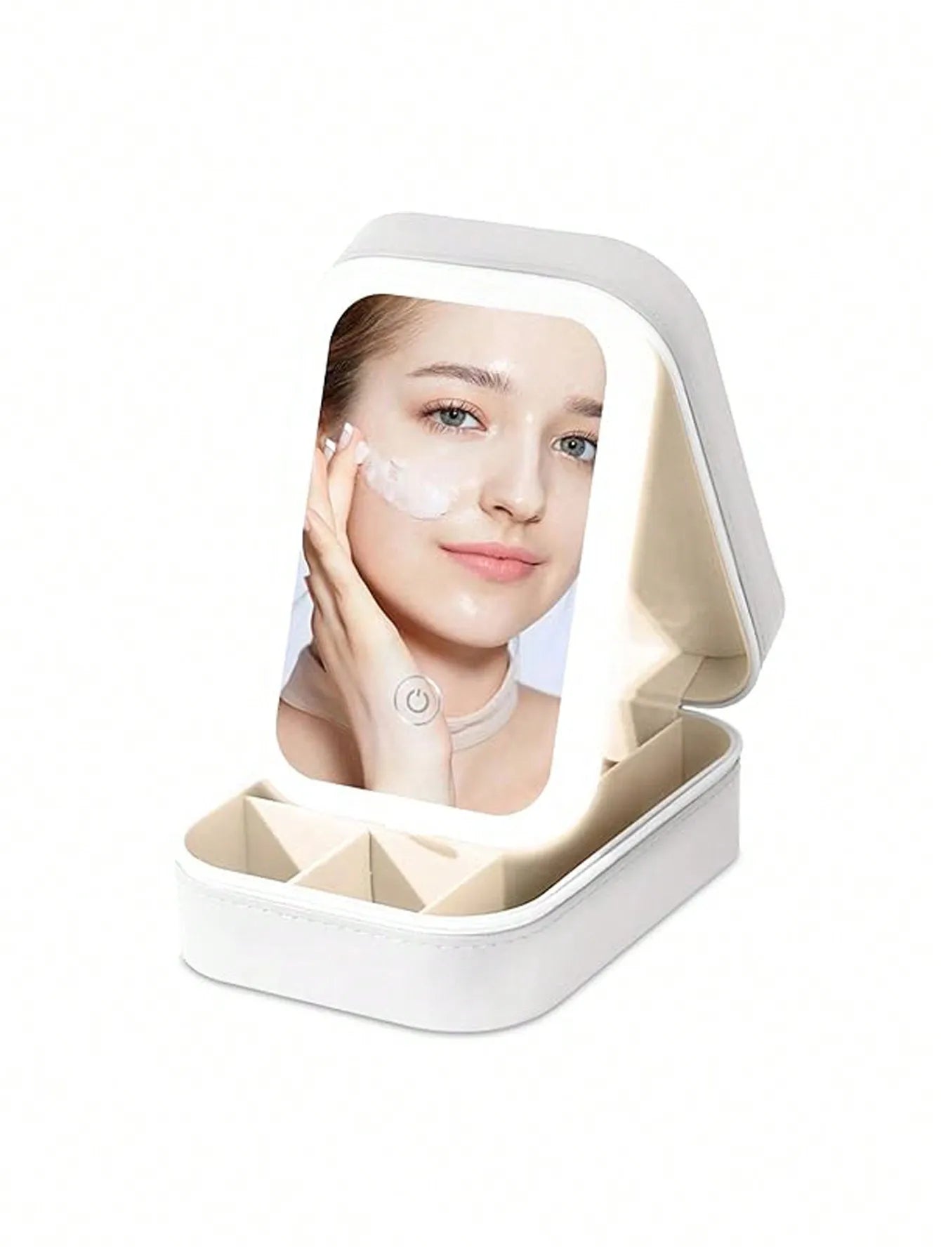 LED-beleuchtete Make-up-Tasche mit Spiegel – wiederaufladbarer Reise-Kosmetik-Organizer, verstellbare 3-Farben-Beleuchtung, Schmuckaufbewahrungskoffer