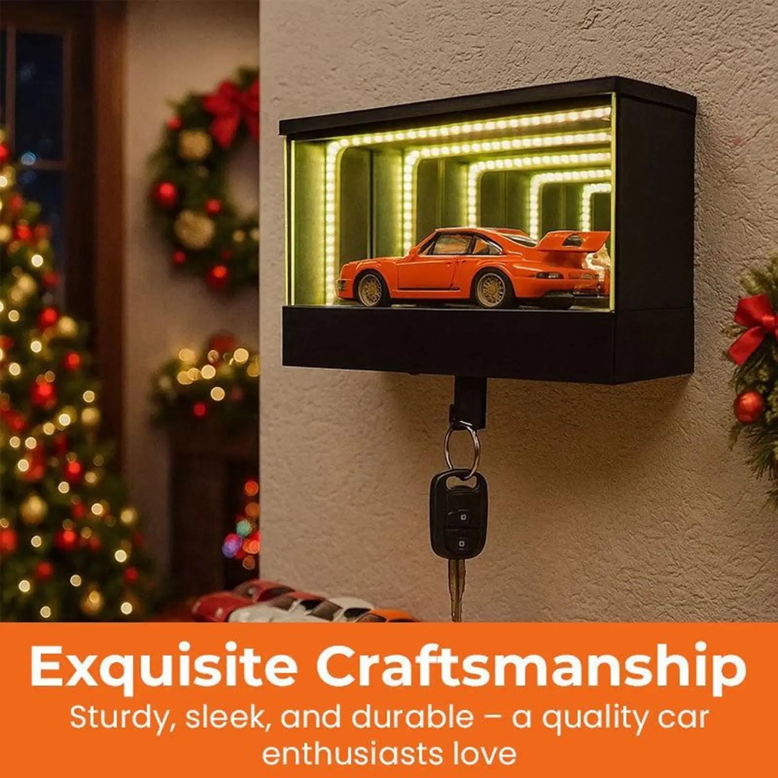 Auto-Garage-Schlüsselhalter, Schlüssel-Organizer mit LED-Licht, Auto-Schlüsselanhänger für Tür, Wohnung, Zuhause, Büro, Eingangsbereich (Auto nicht im Lieferumfang enthalten).