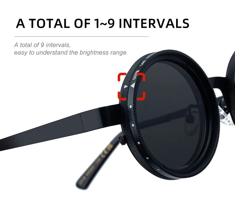 Ah-Mee ND2-400 Sonnenbrille – Polarisiert, 9 Stufen, UV400, Punk-Stil, Unisex