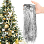 Wiederverwendbarer Weihnachtsbaum aus Metalldraht, Festivals, Dekor, silberfarben, Weihnachtsbaum, Lametta, Eiszapfen, schillernde Goldfarbe