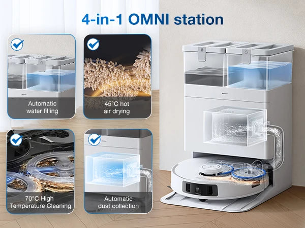 ECOVACS T30C Pro Omni GEN 2 Staubsaugerroboter, Kehren, 25.000 Pa, Staubsaugersammler, Heißluft-Trockenbodenreinigung, Haushaltsgeräte