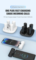 4 x 5000 mAh Mini-Powerbank mit Ladestation, tragbar, PD 20 W, Schnellladegerät, Powerbank für iPhone 16 x Samsung Xiaomi Poverbank