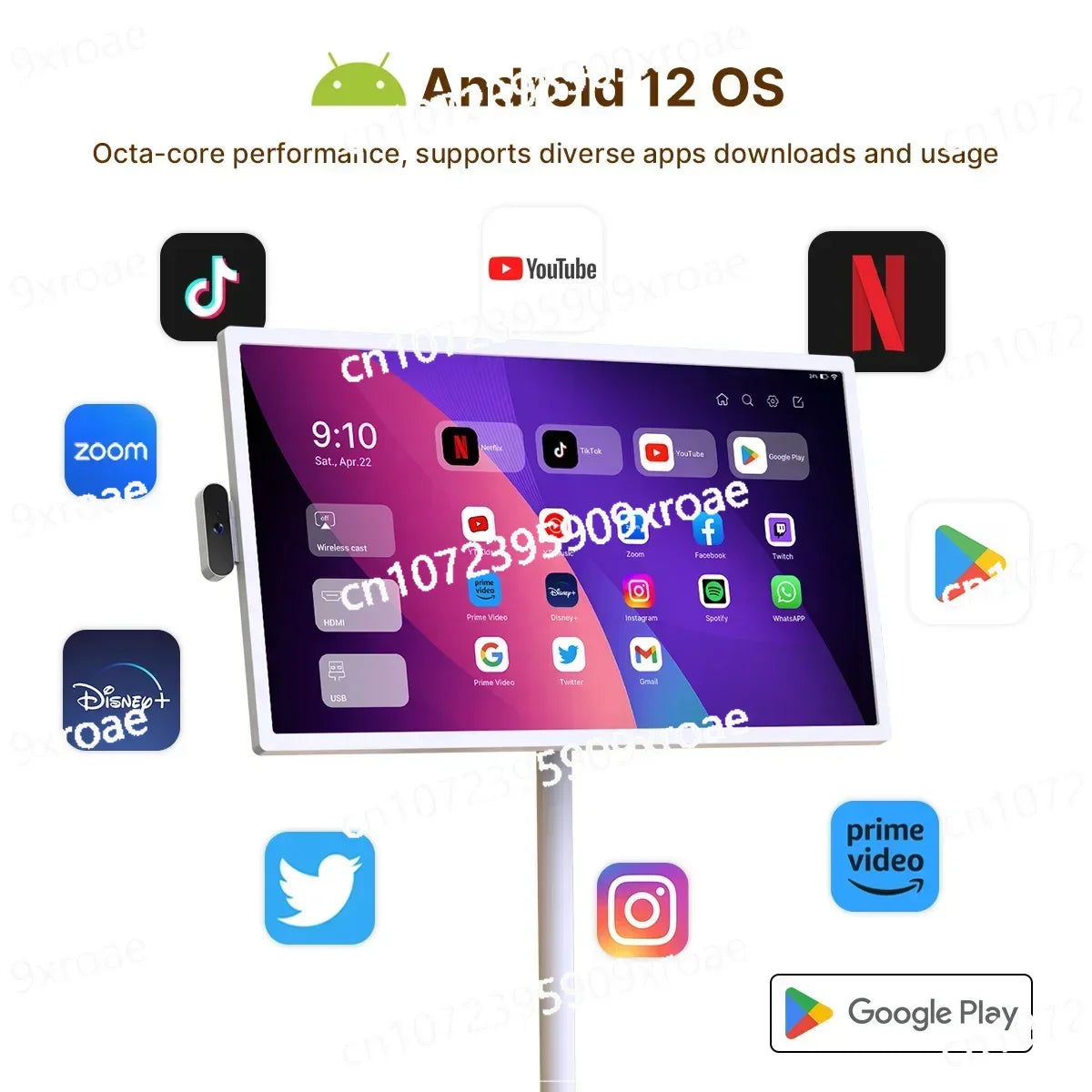 Sprachfernbedienung mit neuem 32-Zoll-Stand-Intelligent-Touchscreen für Android-Systeme/mobile Fernseher/Zuhause/8+128 GB/AI