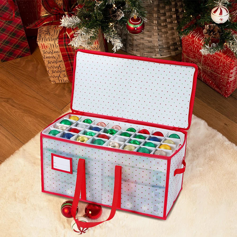 Weihnachts-Aufbewahrungsbox mit Reißverschlüssen, Organizer für Weihnachtsdekorationen, Aufbewahrungsbox für Weihnachtsdekoration, hält 128, Weihnachtsornamente