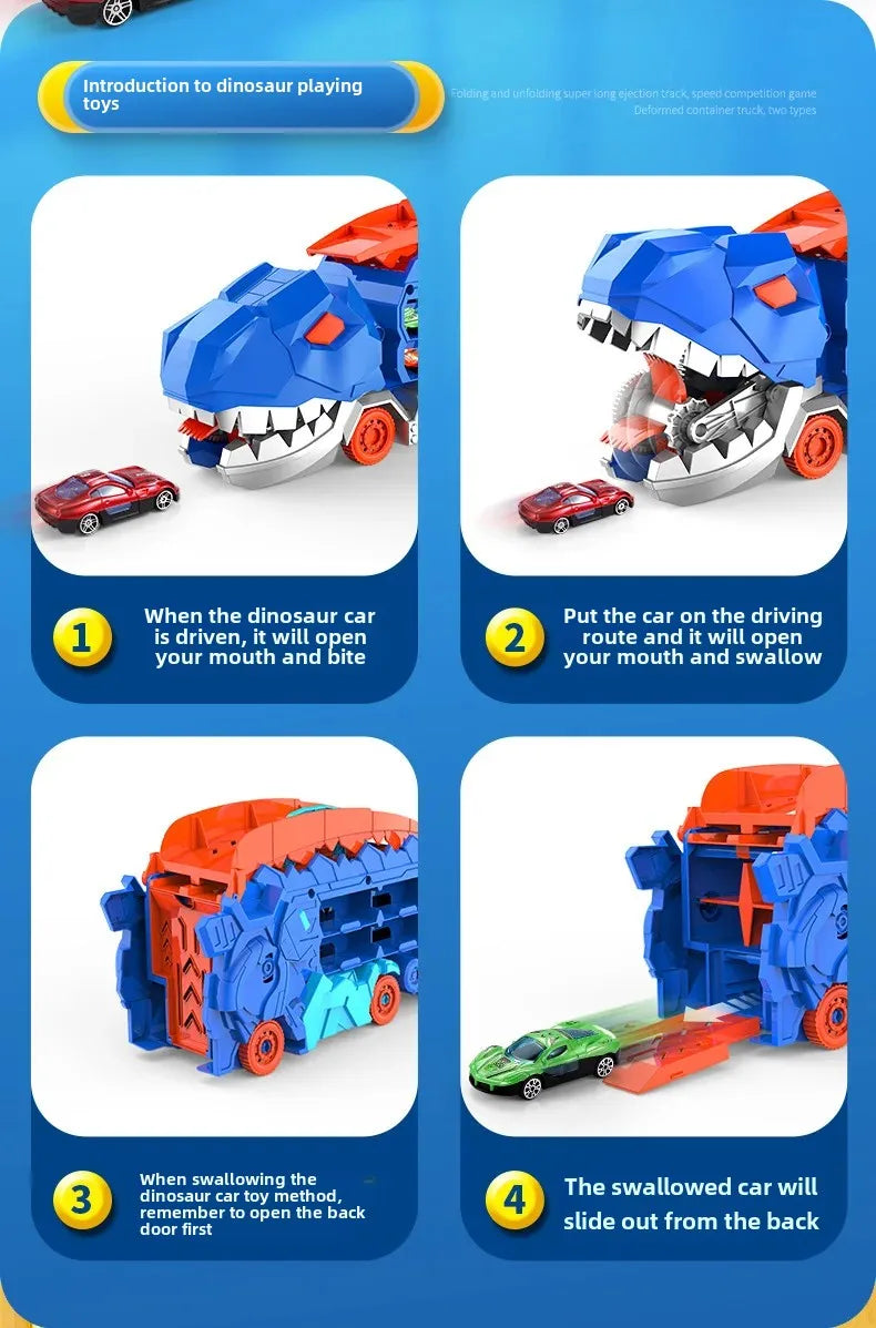 Großer neuer Dinosaurier, der Autos pielzeug isst, transformierbare Lager trägheit gleitendes Auto für Kinder intelligente Motorrad fans