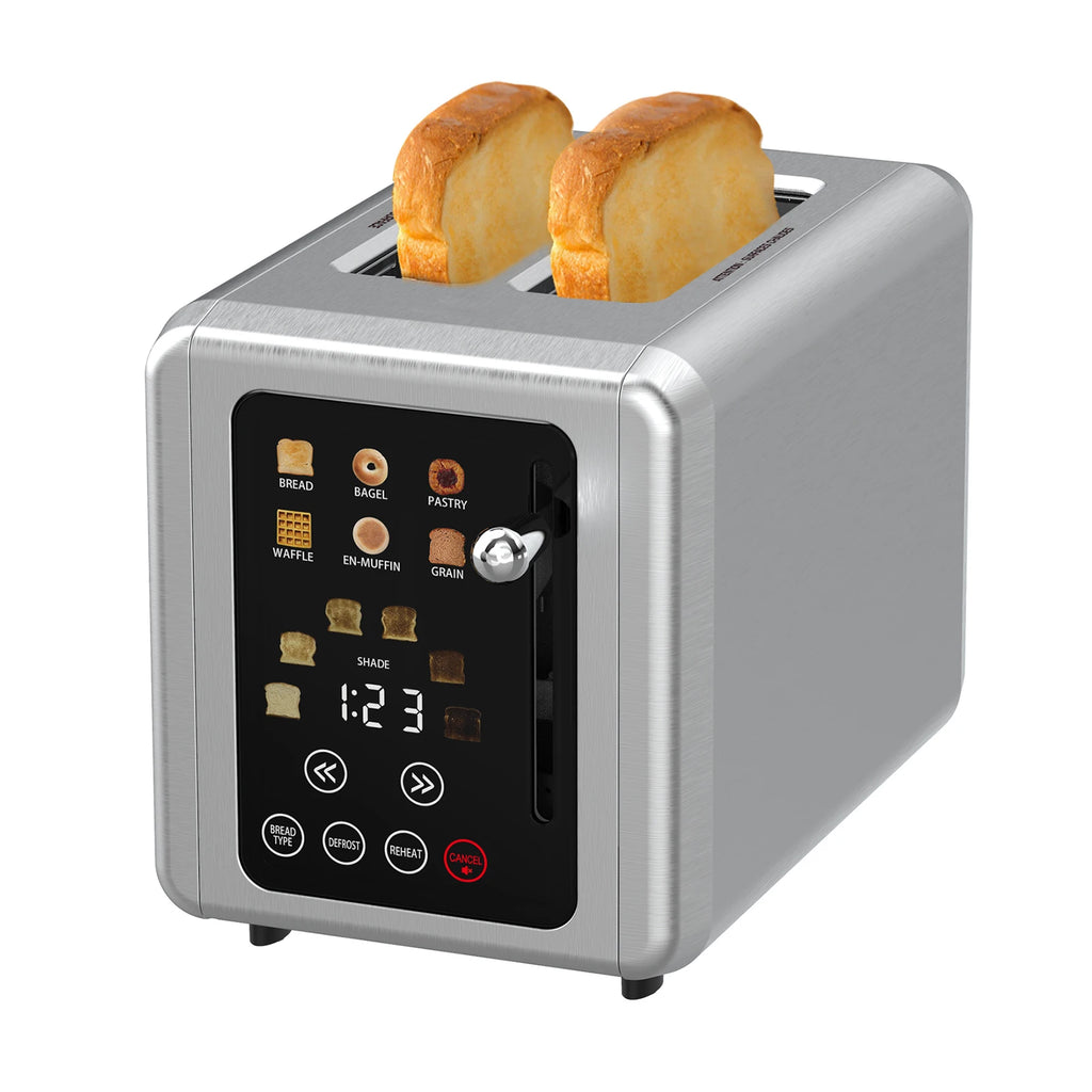 OMESER Küche Edelstahl Zwei Scheiben Toaster Touchscreen Hause Automatische Brot Toaster Frühstück Maschine 6 Bräunungsstufen