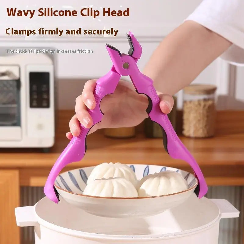 🍄 3-in-1-Schüsselclip gegen Verbrühungen, rutschfeste Küchentellerzange, hitzebeständiger Tablettheber für gedämpfte Schüssel