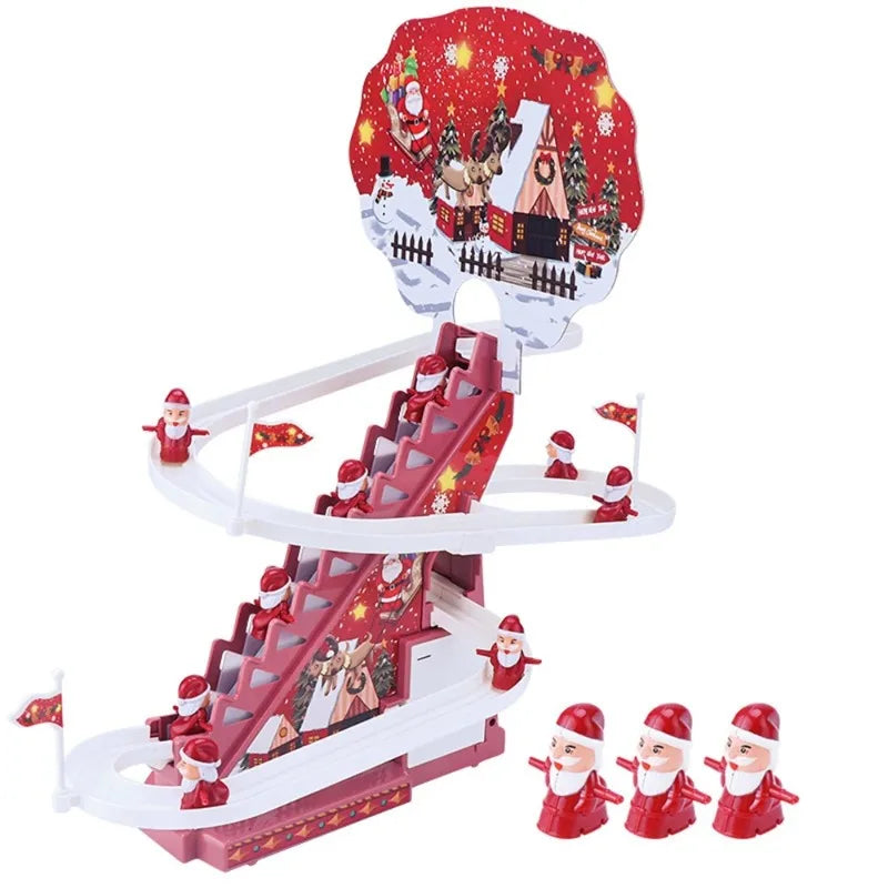 Santa Claus Automatische Klettern Leiter Puppe Elektrische Weihnachten Schiene Rutsche Musik Spielzeug Weihnachten Baum Ornamente Dekoration Kinder Geschenk