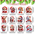 12 Stück Weihnachtsschmuck aus Holz, handgefertigte Weihnachtsmann-Tierbaumschmuck, hängende Charms für Weihnachtsferien