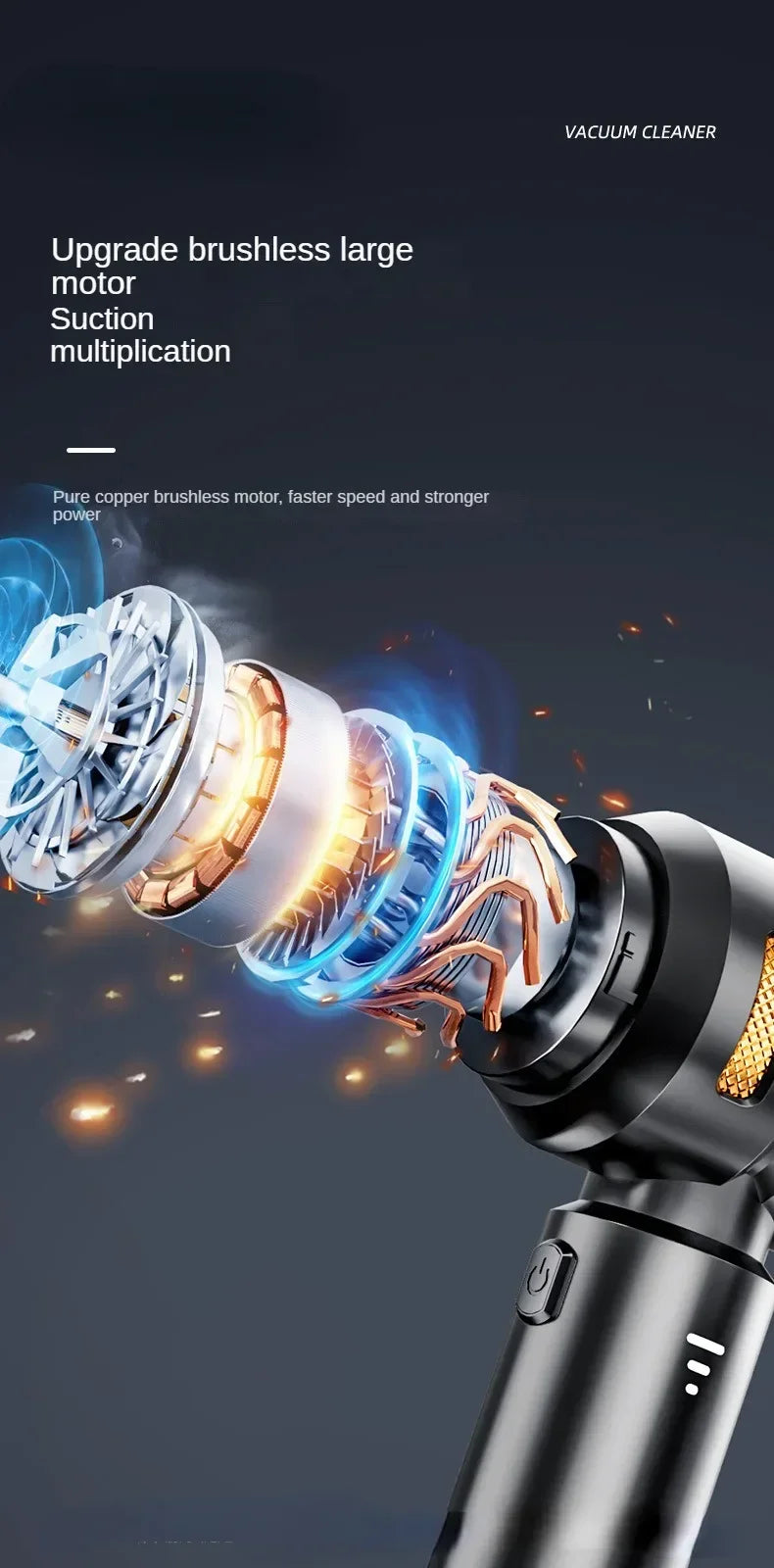 Auto-Staubsauger, leistungsstarker, tragbarer, kabelloser, bürstenloser Motor, Reinigungsmaschine, leistungsstarker Luftstaubsauger für Haushaltsgeräte