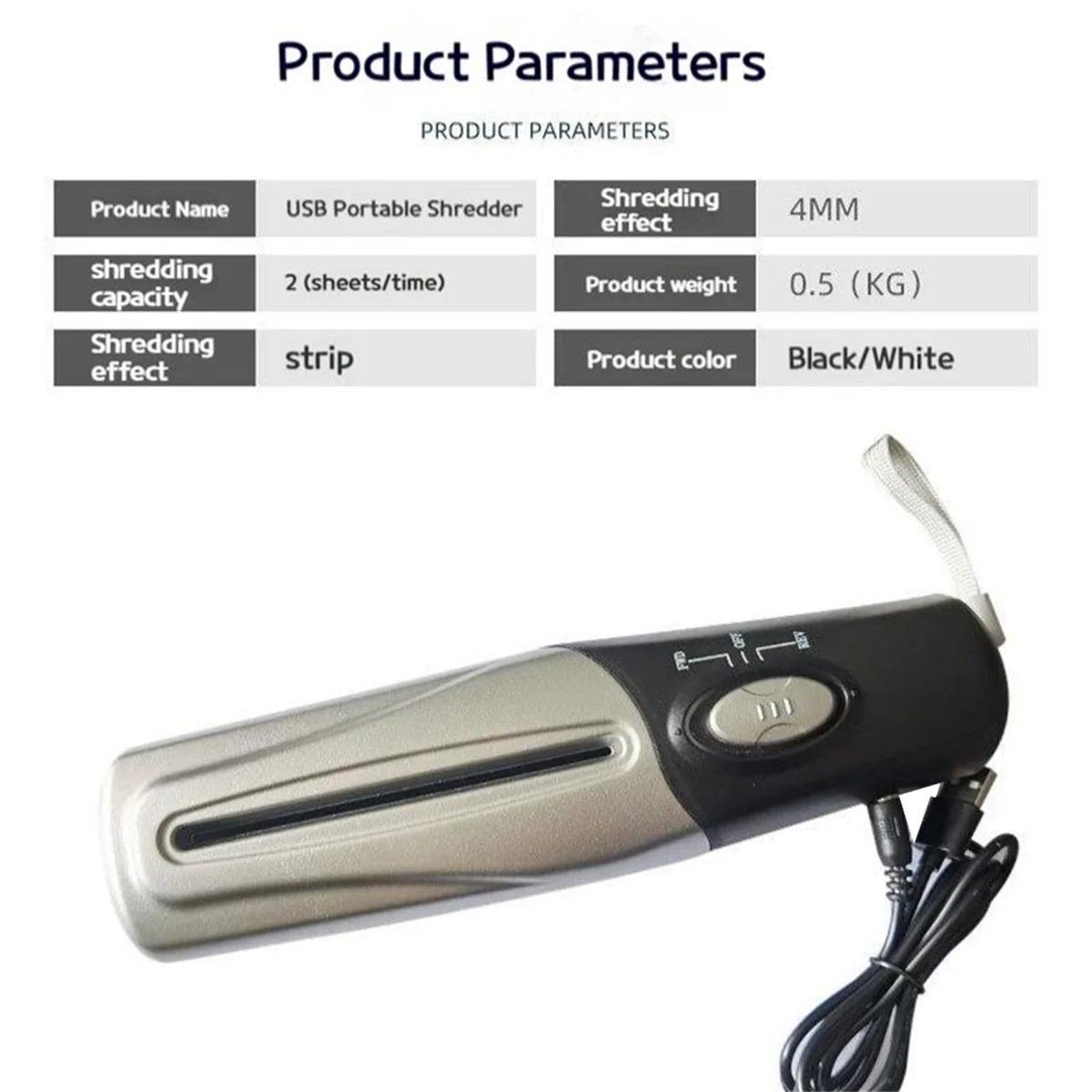 Neue USB Tragbare Papier Zerkleinerer Multifunktionale Mini Elektrische Papier Zerkleinerer Dokument Streifen Cutter Büro Schreibwaren