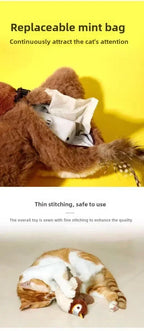 Interaktives Katzenspielzeug, wiederaufladbarer zwitschender Flattervogel mit Katzenminze für Hauskatzen, berührungsaktiviertes Plüschspielzeug für Katzen