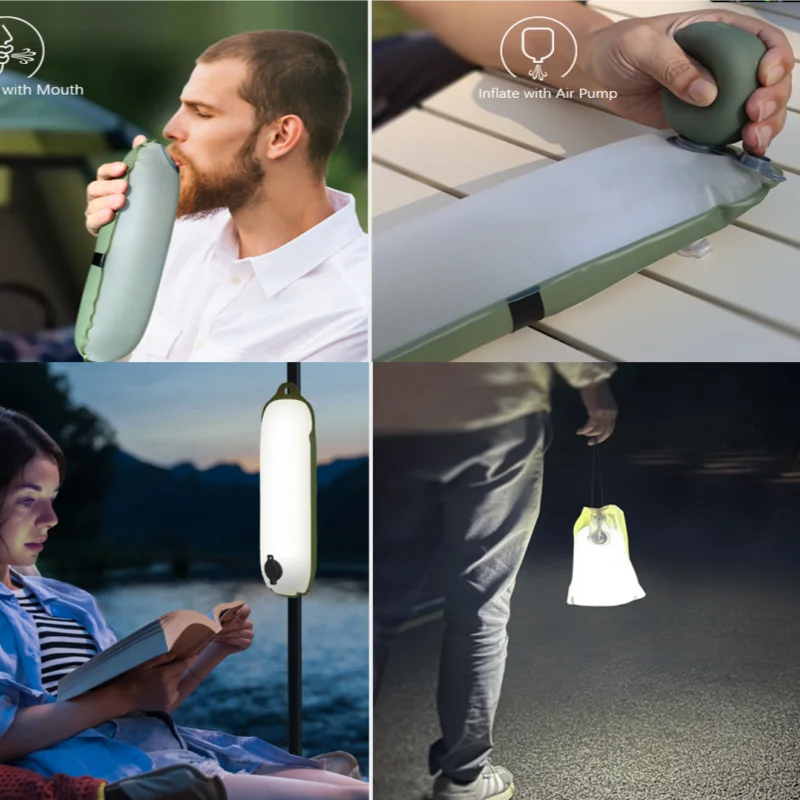 2-in-1-LED-Lampe, 2000 mAh, wiederaufladbar, Notlicht für den Außenbereich, IP66, wasserdicht, aufblasbar, faltbar, magnetisches Fülllicht, USB-Aufladung
